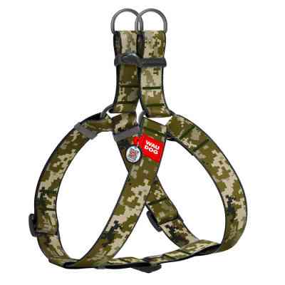 Шлей для собак WAUDOG Nylon с QR паспортом "Милитари" пластиковый фастекс XL (324-4026) Винница