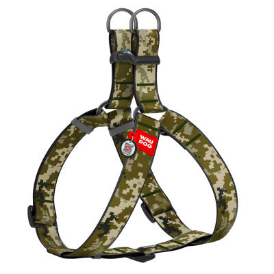 Шлей для собак WAUDOG Nylon с QR паспортом "Милитари" пластиковый фастекс XL (324-4026) Винница - изображение 1