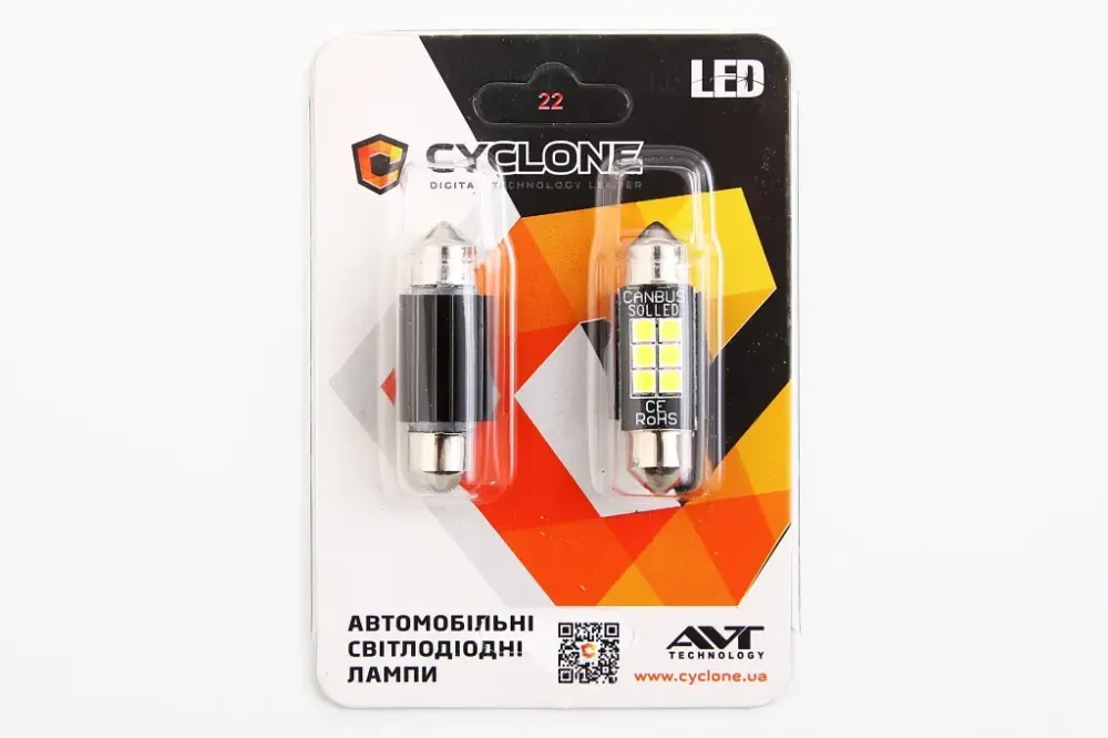 Лампа диодная 12В салона 36мм  6-SMD 3030 CAN с радиатором Cyclone (2 шт.) Винница - изображение 2