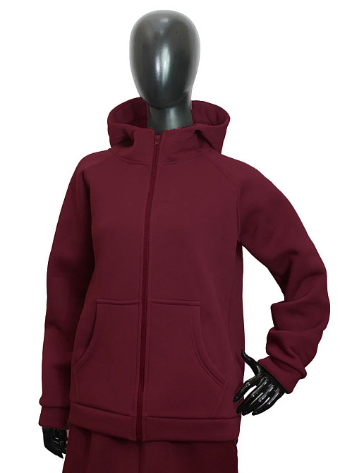 Костюм женский теплый спортивный на флисе кофта на змейке Бордовый 42/44 Харьков - изображение 1