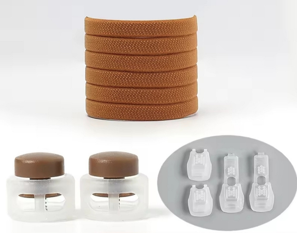 Шнурки еластичні без зав'язок з пластиковими фіксаторами Коричневий Сміла - фото 1