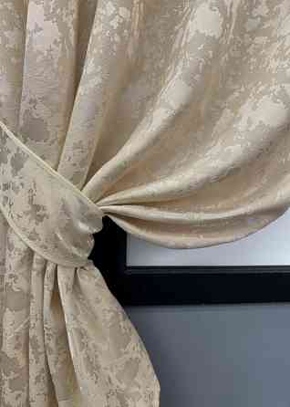 Комплект коротких штор VR-Textil Льон мармур Pavliani VO № 1713ш айворі 130х170 см 2 шт (35-0339) Київ