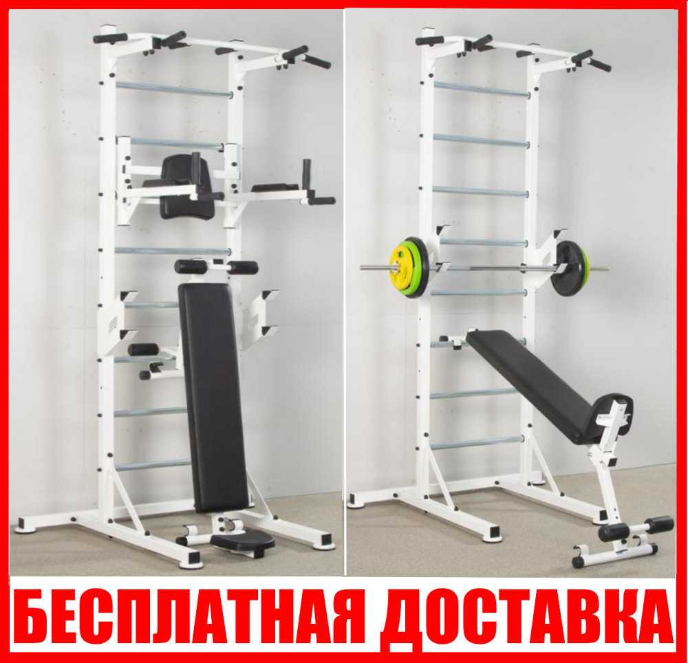 Шведская стенка передвижная Universal White Pro универсальная без креплений скамья для пресса турник брусья Каменское - изображение 1