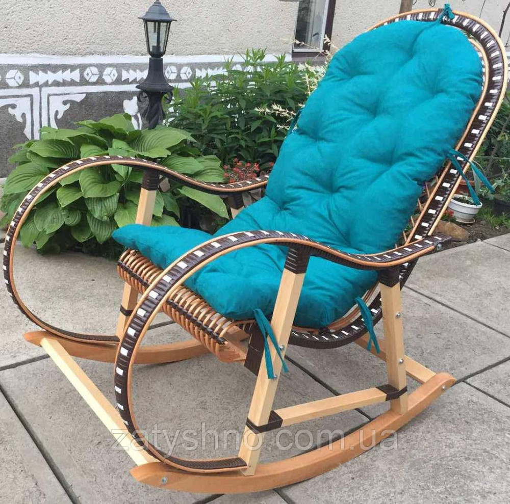 Кресло качалка из ротанга  | кресло-качалка с накидкой  | качалка с подушкой на подарок Киев - изображение 3