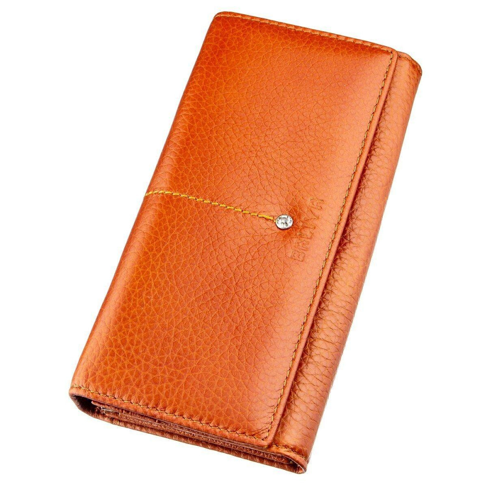 Гаманець горизонтальний зі стразами жіночий шкіряний BALIYA 18976 Помаранчевий Київ - фото 1