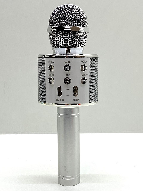 Мікрофон бездротовий караоке bluetooth USB колонка Срібний (С 48340) Чернігів - фото 1