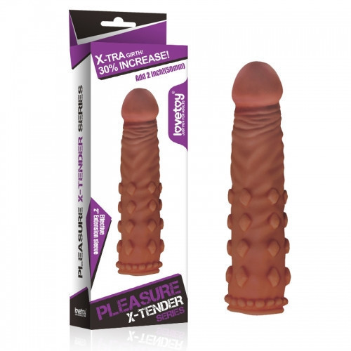 Насадка на член - Pleasure X-Tender Penis Sleeve Add 2" Brown Sex Aura Київ - фото 1