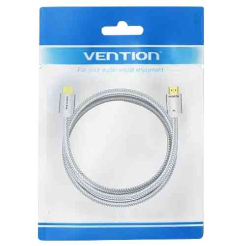 Кабель HDMI M - M, 2.0 м, V2.1, 8K 60Гц обплетення, Silver Metal Type Vention Винница