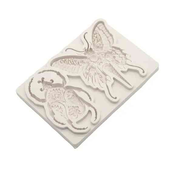 Молд силиконовый Бабочка и жук 95 на 65 мм серый Киев