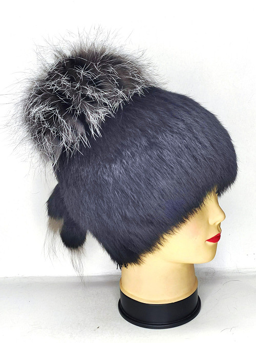 Шапка хутряна жіноча із кролика Аліна Чорний Харків - фото 2