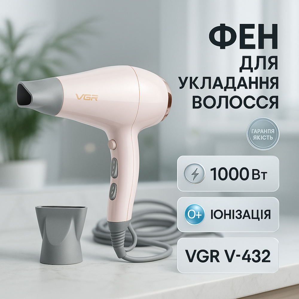Электрофен с насадками VGR V-432, Электрический фен для укладки, Удобный фен для укладки волос JN-52 Львов - изображение 15