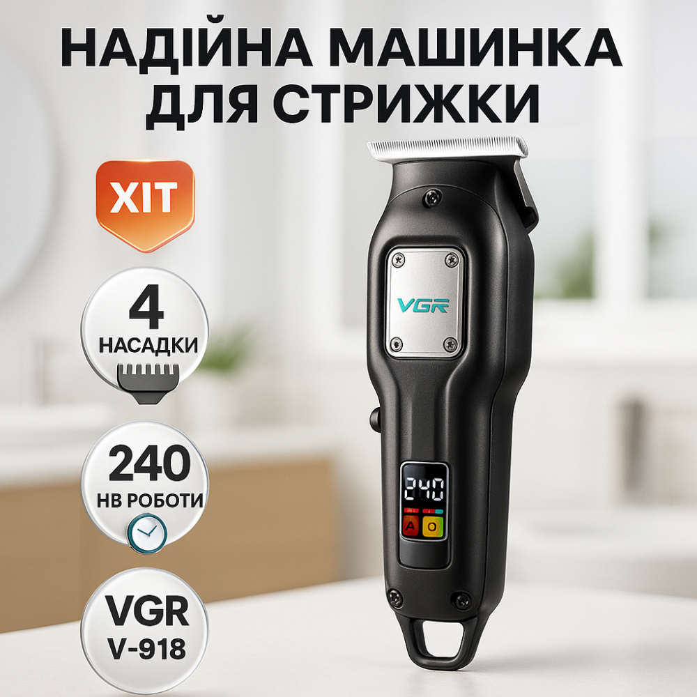 Домашня машинка акумуляторна для стрижки волосся VGR, Машинка для різних стрижок акумуляторна ZC-69 Львів - фото 16
