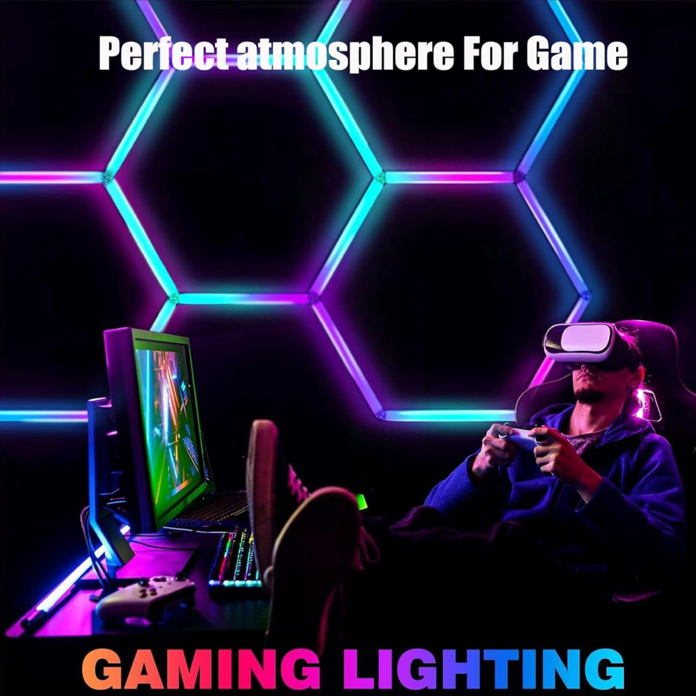 Светодиодная LED лампа Шестигранное освещение для гаража VASTFIRE RGBW: 5 шестиугольников для, мастерской, тренажерного зала Киев - изображение 8