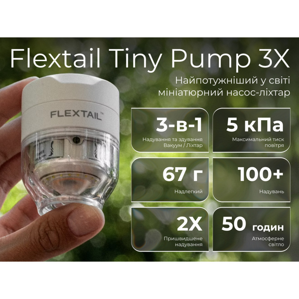 Насос-ліхтар кемпінговий Flextail Tiny Pump 3X, білий Киев - изображение 8