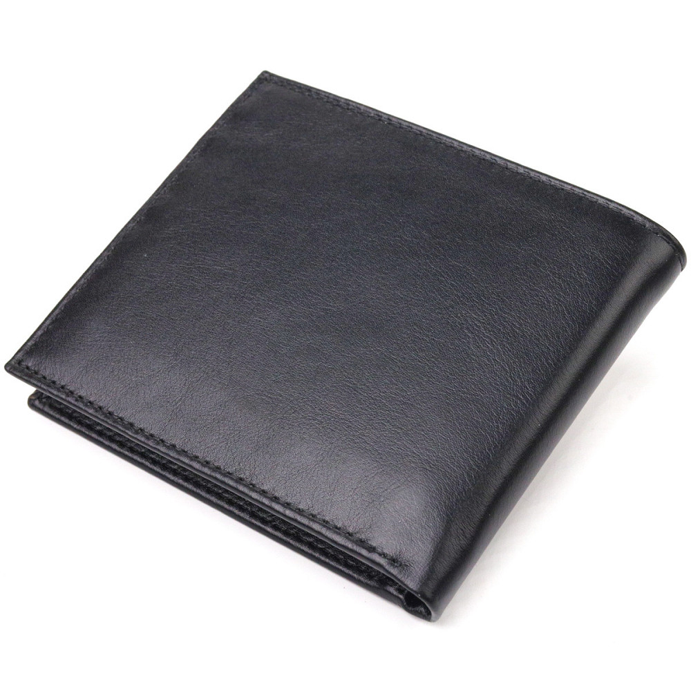 Качественный кошелек для мужчин в два сложения из натуральной гладкой кожи CANPELLINI 21579 Черный Киев - изображение 9