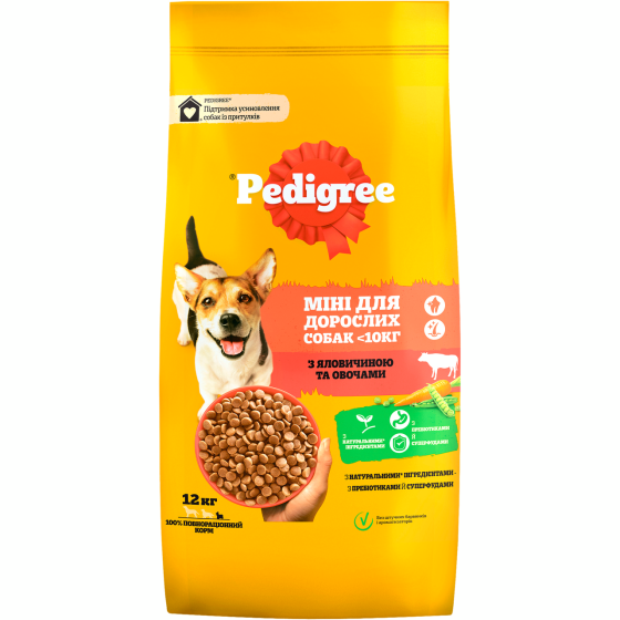 Корм для взрослых собак малых пород Pedigree (Педигри) с говядиной и овощами 12 кг Винница