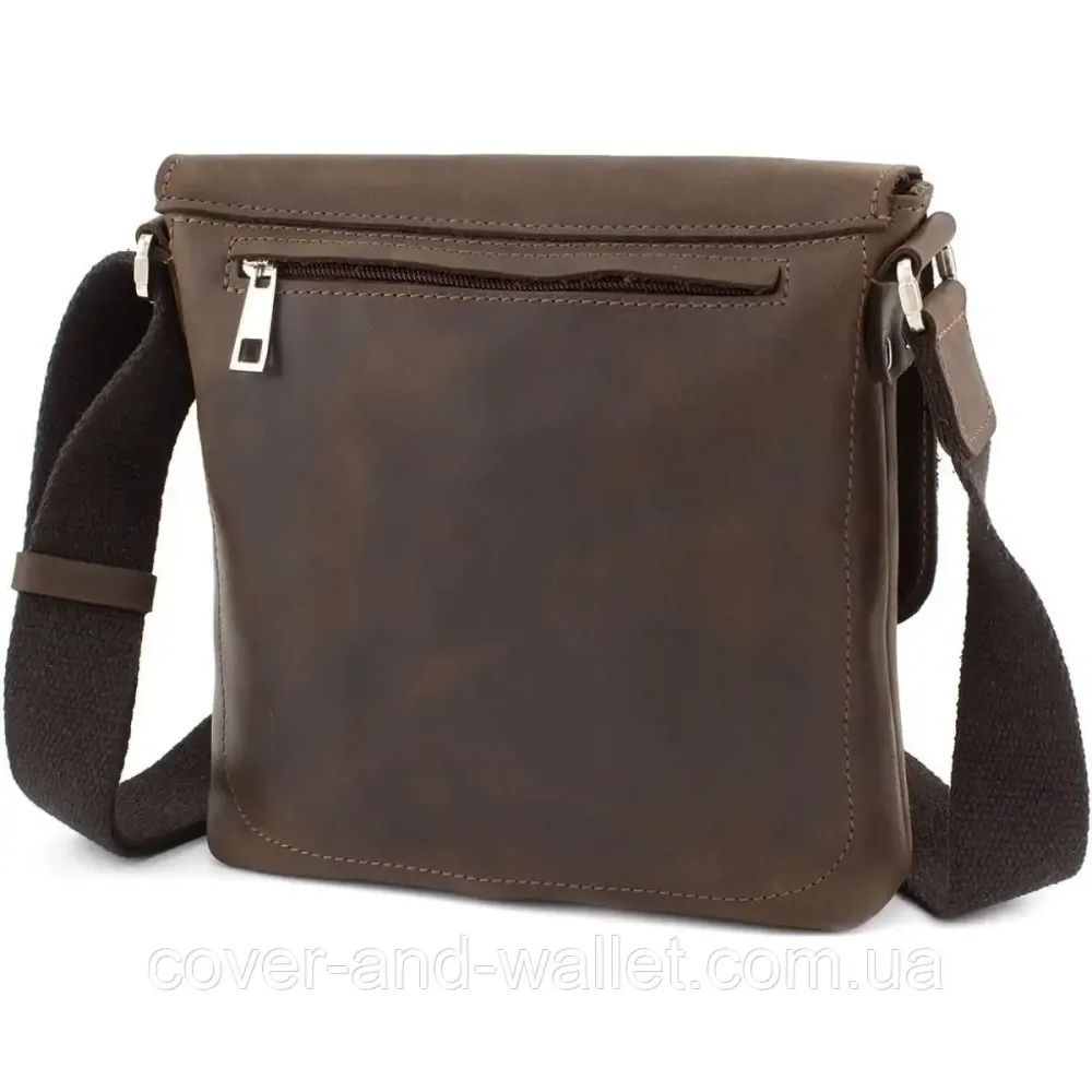 Коричневая наплечная сумка на магнитах из винтажной кожи Grande Pelle 754120 Киев - изображение 4