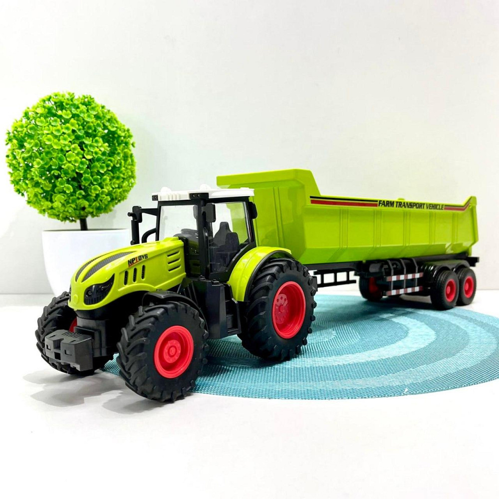 Трактор інерційний з причепом масштаб 1:14 гумові колеса світло звук Салатовий (99-55D) Чернігів - фото 1