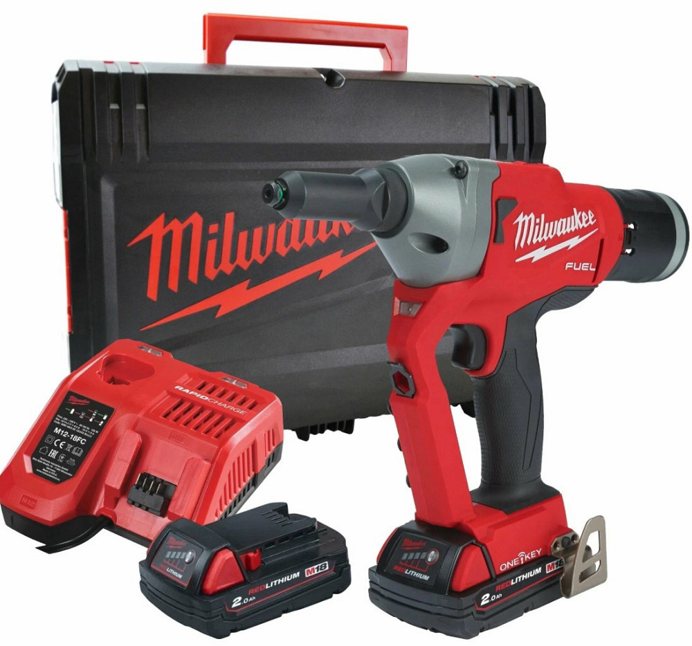 Заклепочник акумуляторний безщітковий MILWAUKEE M18 ONEFPRT-202X, діаметр заклепок 4,8-7,0мм (зарядний.пристрій М12-18 FC, 2 аку Одеса - фото 1