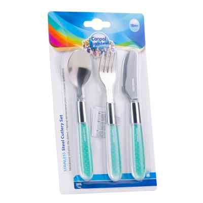 Набір дитячого посуду Canpol babies столових приборів металевий 3 шт Блакитний (9/477_blu) Вінниця