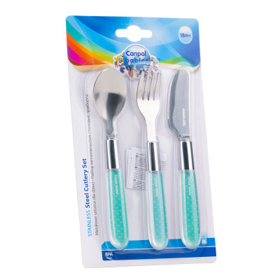 Набір дитячого посуду Canpol babies столових приборів металевий 3 шт Блакитний (9/477_blu) Вінниця - фото 3