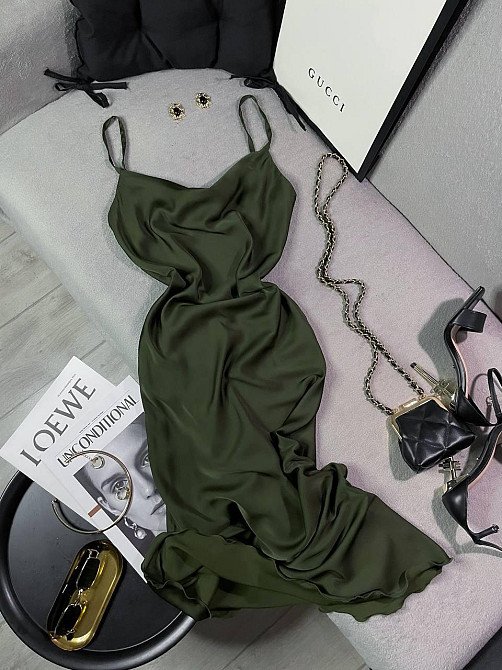 Женское романтическое элегантное платье шелк Хаки, 44/46 Одесса - изображение 5