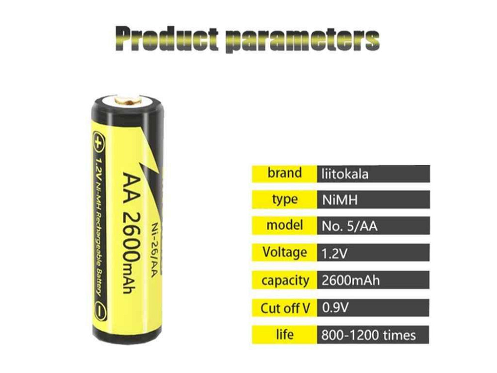 Акумулятор NiMH 2600mAh 1шт AA, LiitoKala Ni-26/AA, 1.2V, ОРІГІНАЛ ТМ LIITOKALA Київ - фото 1