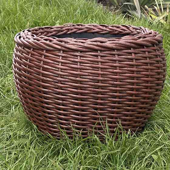 Кашпо з ротангу 12 л (ручна робота), стильний горщик для квітів - червоний клен з джгутиком Киев