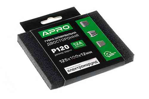 Губка шліфувальна двостороння Р120 125х100х12 мм APRO Рівне