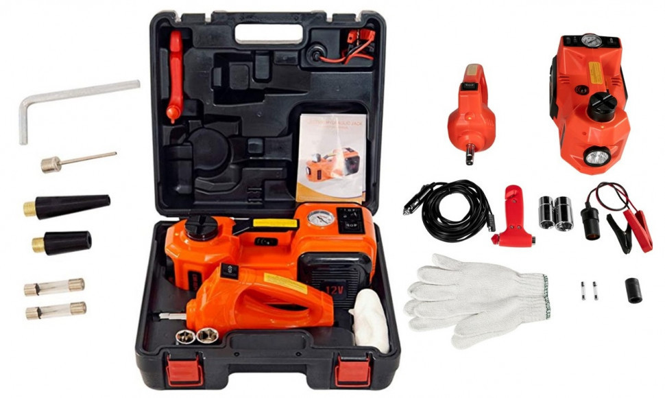 Электрический автодомкрат 3-в-1 BX-478 (5т, 12В), ударный гайковерт, компрессор, фонарик, кейс Одесса - изображение 1