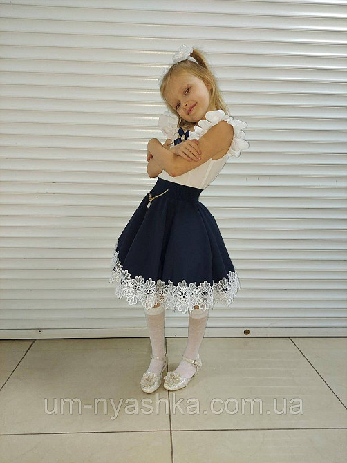 Комплект шкільної форми блузка короткий рукав і спідничка з мереживом 116-140 Кривий Ріг - фото 5