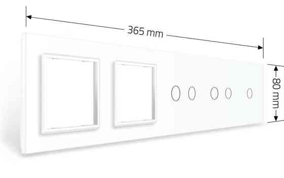Рамка 5-постова для одного 1-сенсорного, двох 2-сенсорних вимикачів і двох розеток (1-2-2-0-0) LIVOLO, загартоване скло, біла, 365×80 мм (VL-P701/02/0 Коломия
