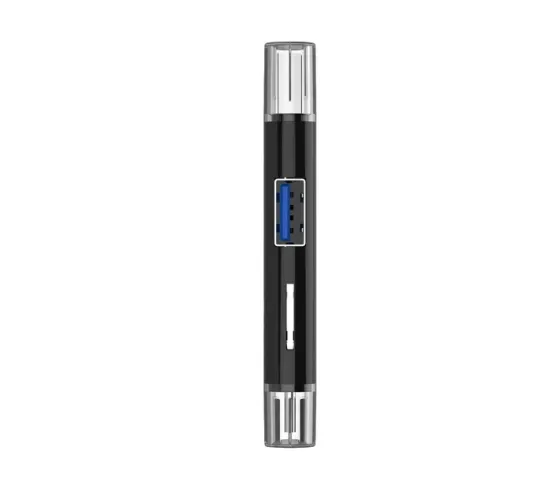Багатофункціональний адаптер хаб кардрідер 5в1 Type-C Android USB 2.0 Black Запоріжжя