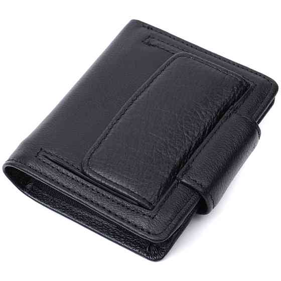 Практичний гаманець для жінок з кишенею для монет із натуральної шкіри Чорний (ST Leather) Київ