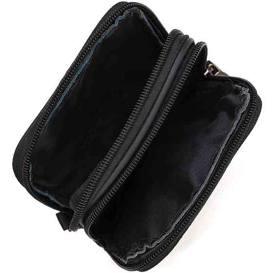 Вертикальная поясная сумка для мужчин из натуральной кожи 21487 Vintage Черная Киев