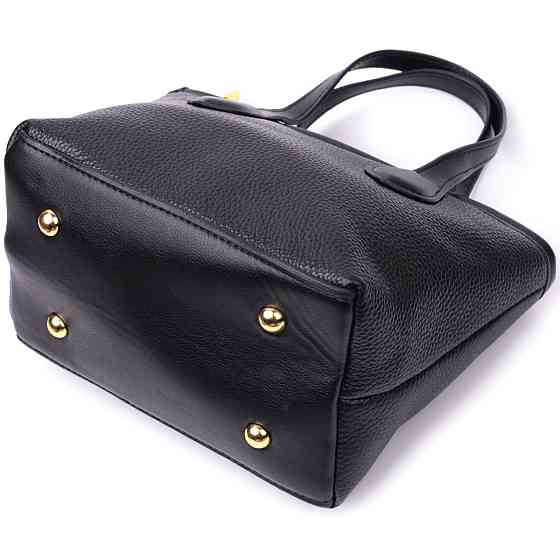 Містка сумка з двома ручками з натуральної шкіри Vintage 22286 Чорна Київ