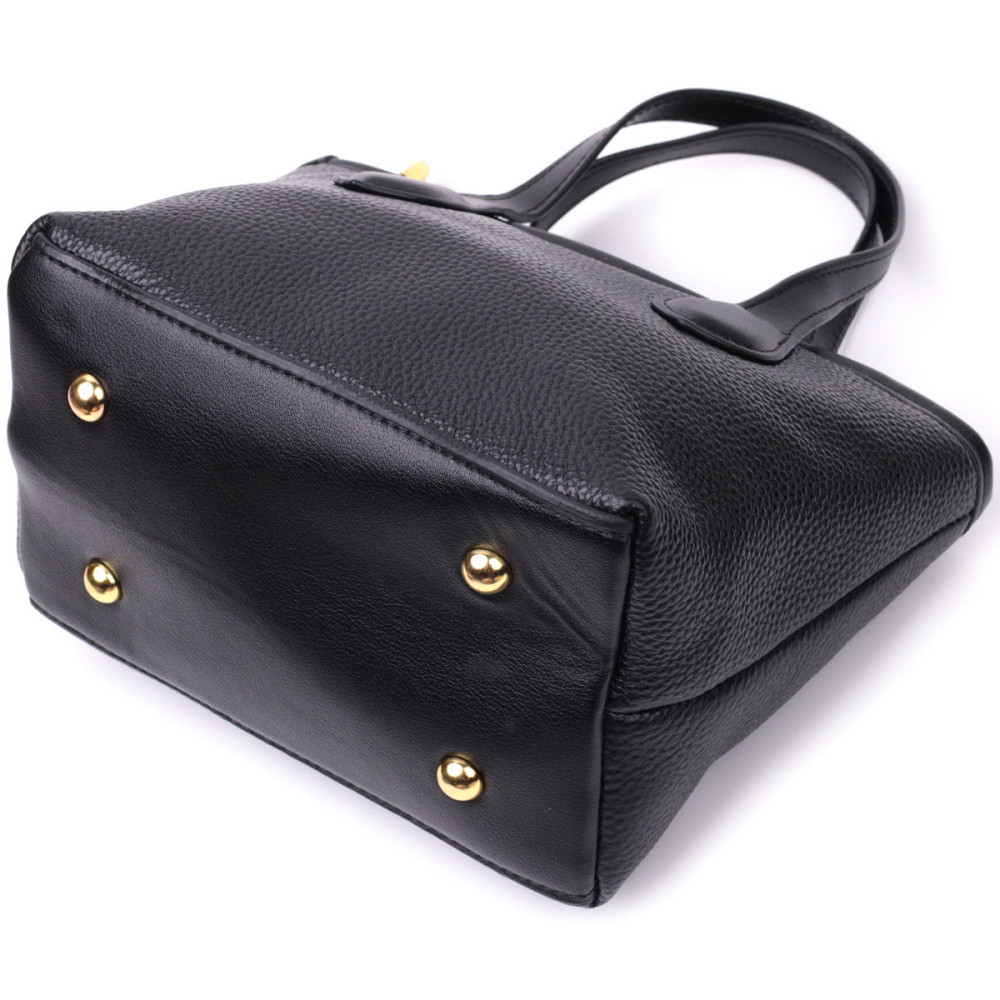 Містка сумка з двома ручками з натуральної шкіри Vintage 22286 Чорна Київ - фото 3