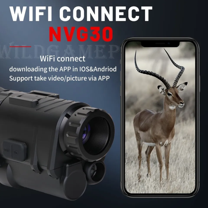 Комплект - монокуляр нічного бачення NVG30 Wi-Fi 940nm + шолом (ABS-пластик) + кріплення (Чорний) Вінниця - фото 8