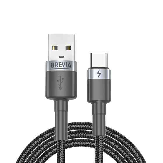 Кабель Brevia USB to Type-C 2,4А 1м, чорний ZIP (53100BUCZ1) Львів