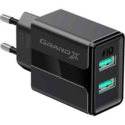 Зарядний пристрій Grand-X CH-15T 5V 2.1A 2USB Black + cable USB -&gt; Type-C (CH-15T) Вінниця
