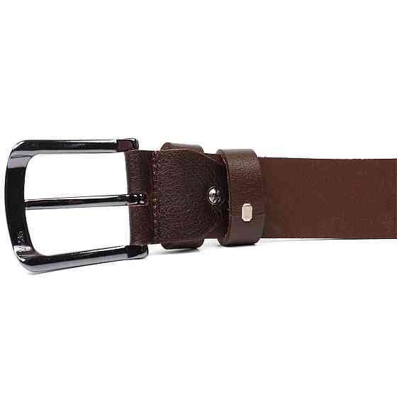 Універсальний чоловічий ремінь з механічною пряжкою з натуральної шкіри BOND 22071 Коричневий Київ