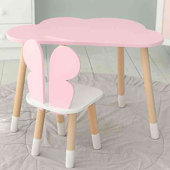 Красивый столик и стульчик для ребенка комплект мебели для учебы и фантазий Стол тучка и стул бабочка Киев