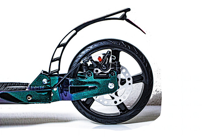 Дитячий самокат Scale Sports SS-25 + ліхтарик + дзвіночок + ремінь. Дискове гальмо. Колір зелений хамі Одеса - фото 8
