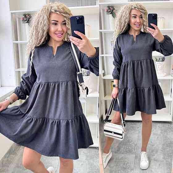 Женское базовое повседневное платье микро вельвет Графит, 42/44 Одесса