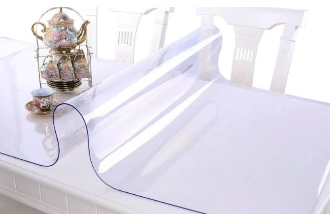Мягкое стекло Прозрачная силиконовая скатерть на стол Soft Glass Защита для мебели 1.5х1.0 м (Толщин Винница - изображение 1
