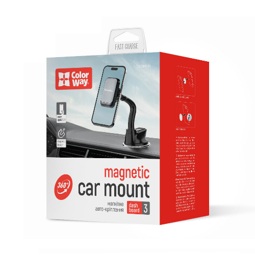 Тримач автомобільний для мобільного Dashboard-3 ColorWay CW-CHM17-GR магнітний сірий Житомир