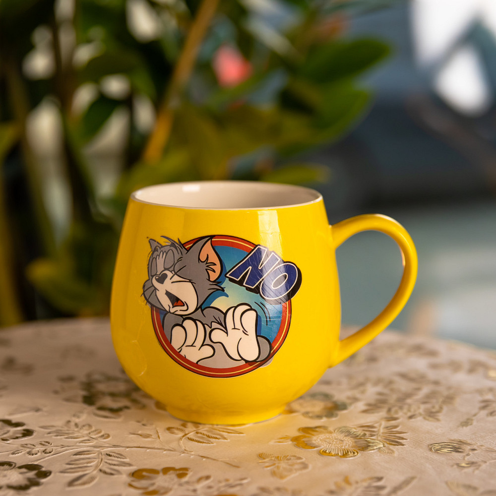 Святкова порцелянова чашка "Веселі Герої" 400 мл, Кружка дитяча із порцеляни на подарунок Жовта FM-13NO Коломыя - изображение 1