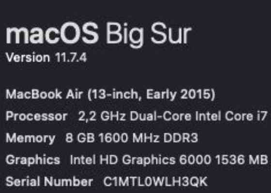 Ноутбук: Apple MacBook Air 13 (2015) i7 8Gb. 256Gb SSD. Киев