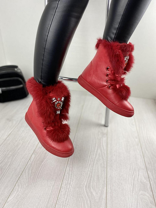 Violeta Черевики жіночі Violeta червоні еко-шкіра зима висота 15.5см розмір 36 (1135) Коломыя - изображение 2