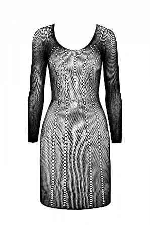 Напівпрозора мінісукня Passion BS101 One Size, black, рукави-мітенки Sex Aura Київ